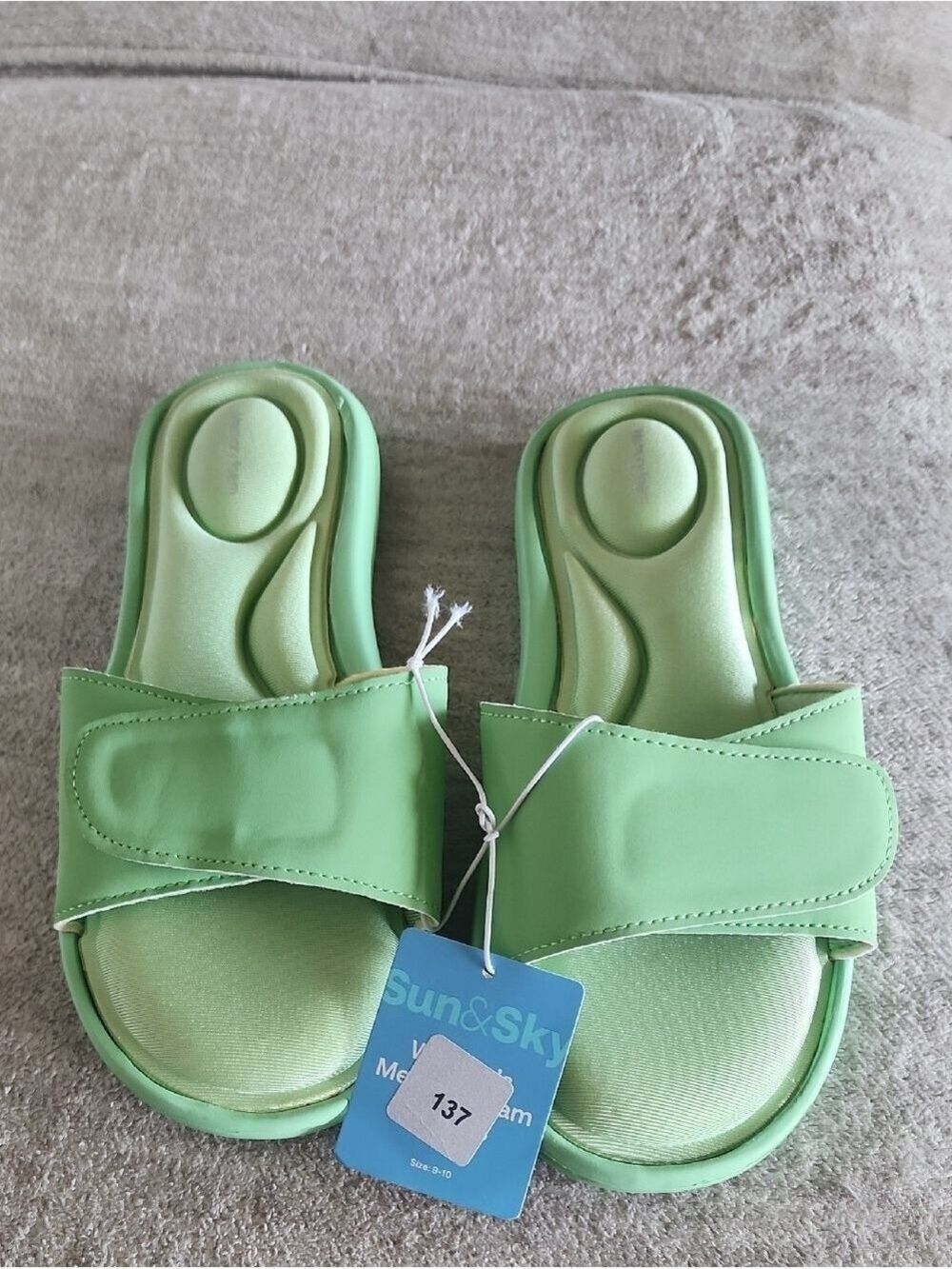 Sun & Sky Green Slide Sandals with Cushioned Footbed